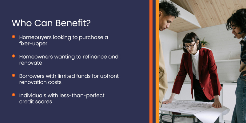 List of benefits for FHA 203 (k) Loan