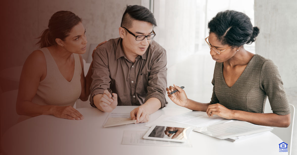 Young couple with realtor agent